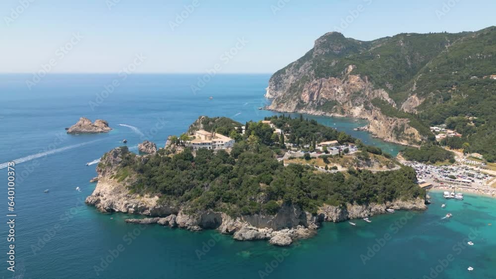 Paleokastritsa Monastery - Amazing Aerial View Paleokastritsa Monastery - Amazing Aerial View