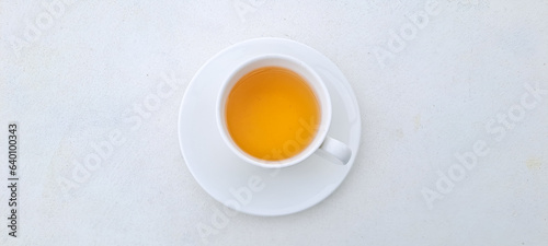 Cup of hot tea isolated on white background 