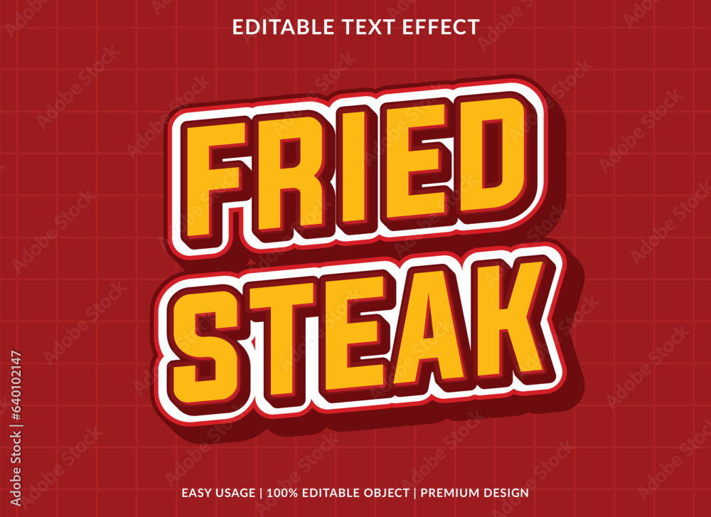 fried steak text effect template design with 3d style use for business brand and logo