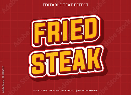 fried steak text effect template design with 3d style use for business brand and logo