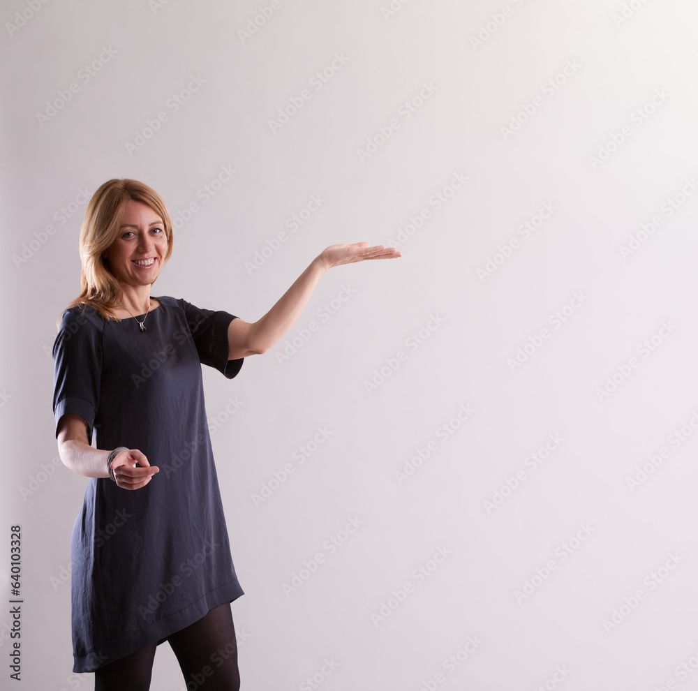 Blue-clad woman hints at product's great qualities Blue-clad woman hints at product's great qualities
