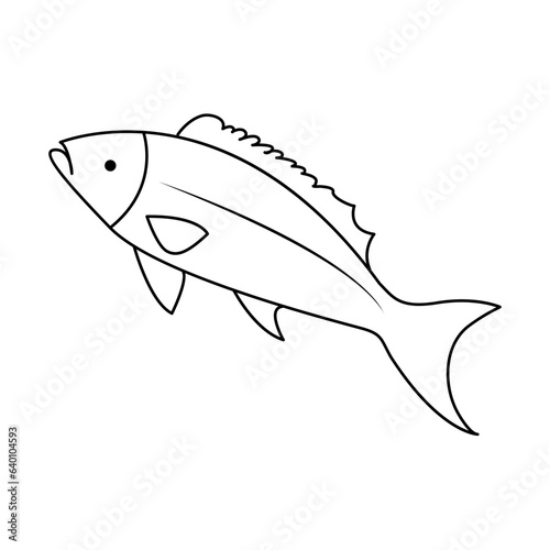 Continuous One line drawing of big fish and single line vector art illustration
