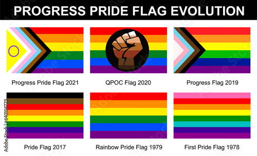 Evolution of LGBT progress pride flag.
