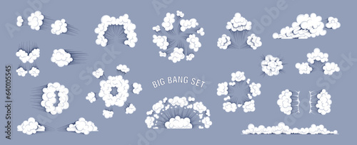 Bang set. High quality cartoon explosions. Bundle of vector design element