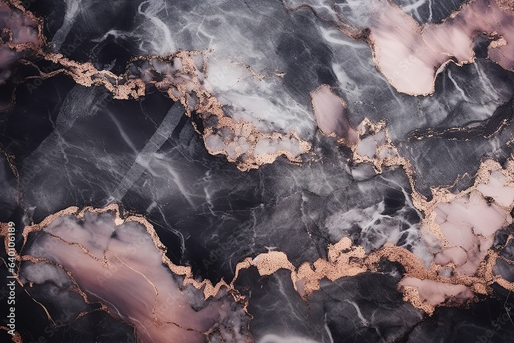 dark grey, sparkly, and rose gold marble image wallpaper and background, in the style of dreamy romanticism, blink-and-you-miss-it detail, light rose gold