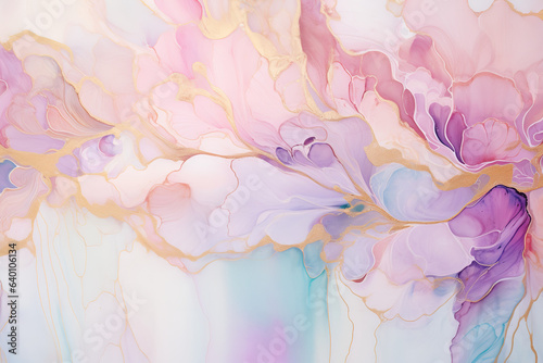 Canvas Print alcohol ink abstrack painting pattern using baby pink, seafoam and lavendar with