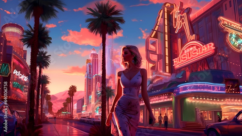 Illustration of a beautiful view of Las Vegas, USA