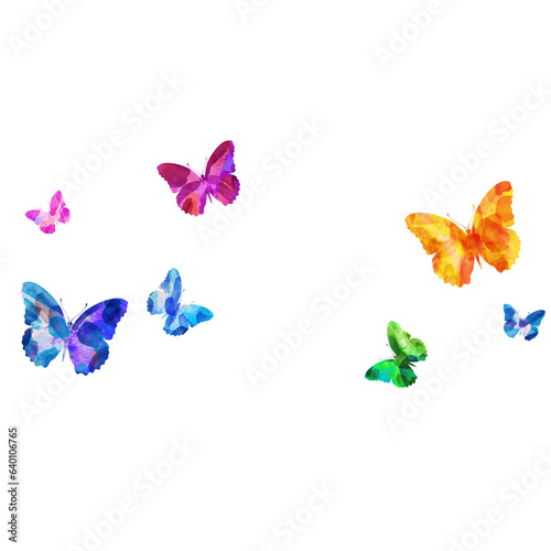 Watercolour butterflies. Multicoloured  horizontally banner  wallpaper. Holiday  birthday  wedding  Valentines day template.