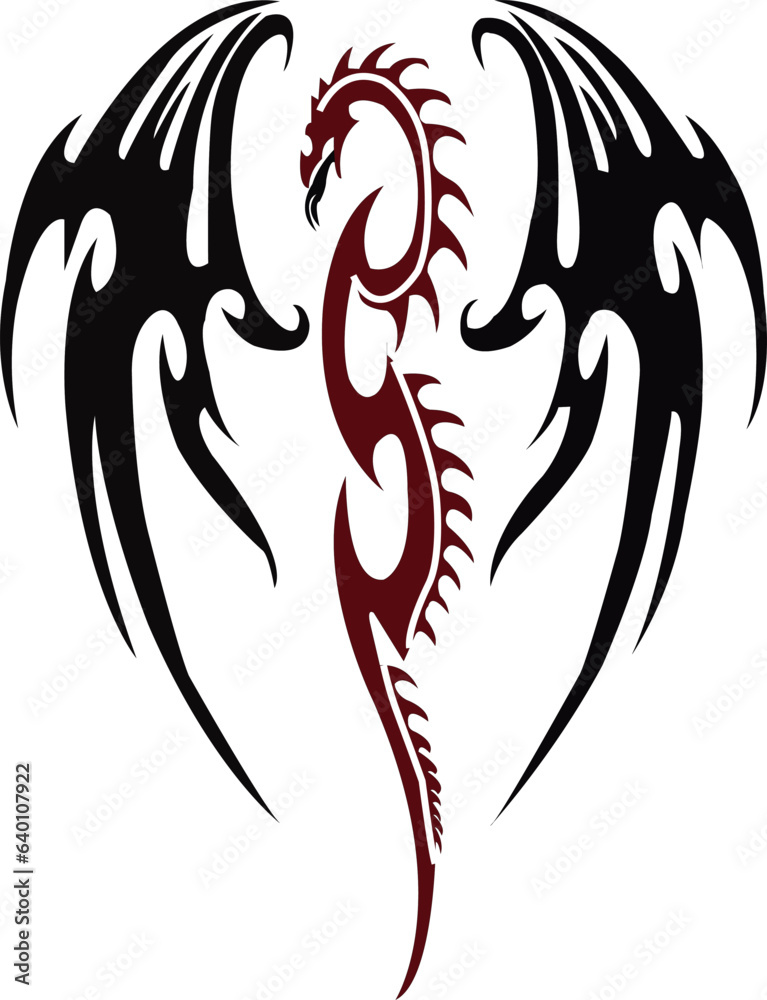 design of a dragon red black