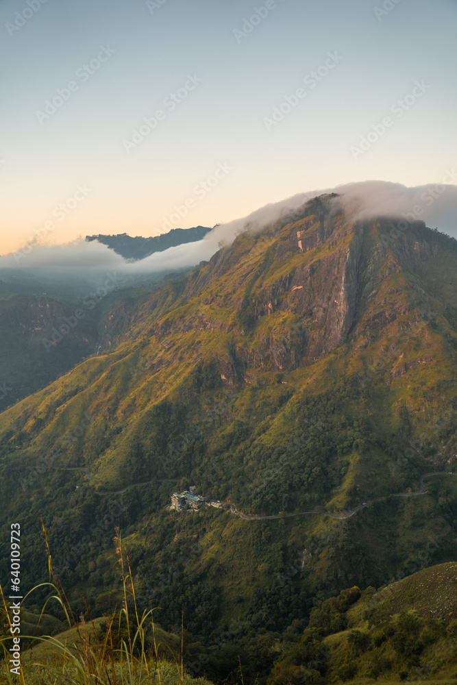 Little Adam's Peak landscape during a stunning sunrise in Ella, Sri Lanka