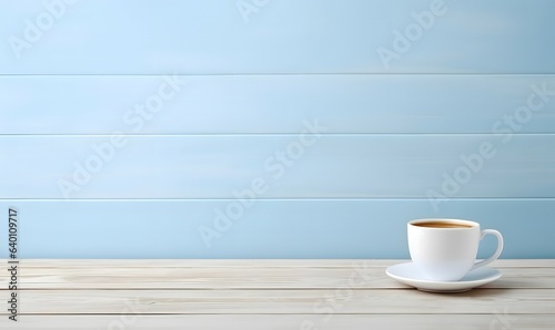 cup of coffee on wooden table mockup