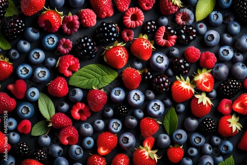 berries on black fruit background