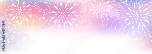 夕暮れのグラデーションに花火のベクターイラスト素材