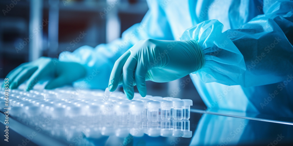chemist, scientist rearranging test tube, science research and development concept for medical 