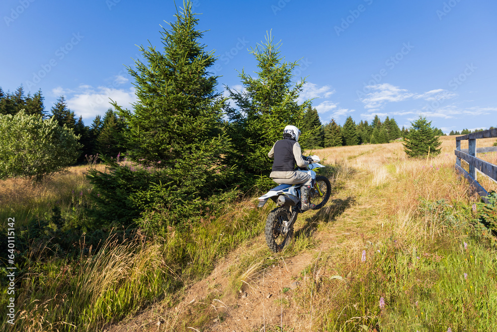 Off-road drive motorcycle through countryside. Off-road drive motorcycle through countryside.