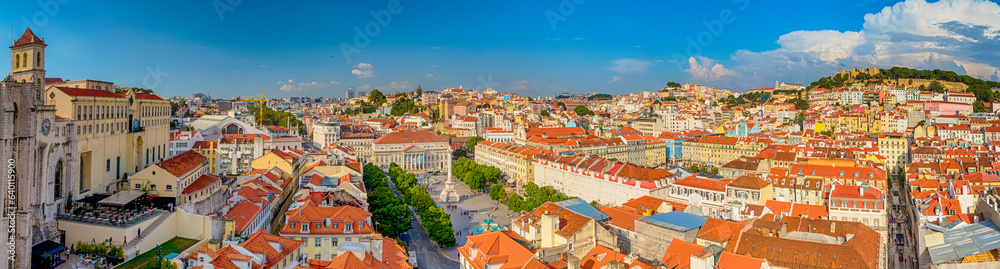 Portuguese Romantic Destinations. Panorama of Alfama District in Lisbon With Cathedral in Portugal.
