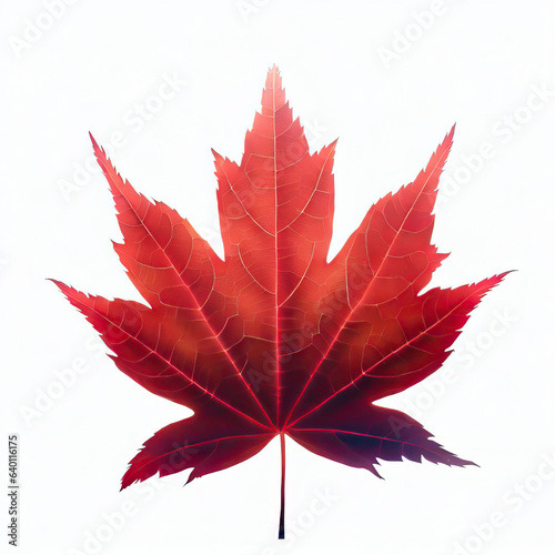 Red maple leaf on a white background. Generative AI 