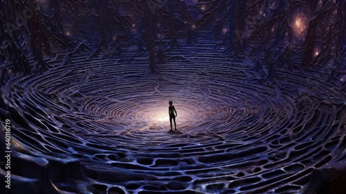 Crystal geode revealing labyrinth universe | generative ai