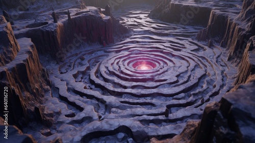 Crystal geode revealing labyrinth universe | generative ai
