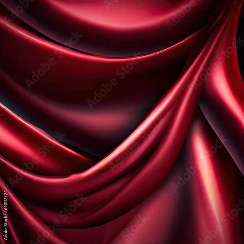 Red silk abstract background luxury cloth or liquid wave or wavy folds of grunge silk texture satin velvet material or luxurious Christmas background or elegant wallpaper design  Generative AI 
