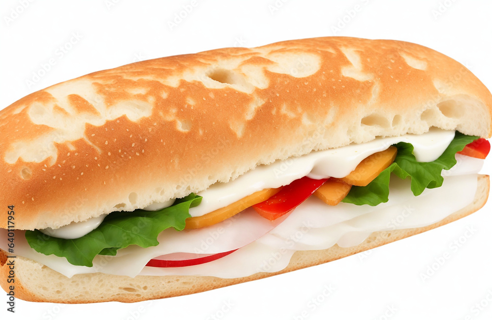 Ciabatta sandwich isolated on white background Ciabatta sandwich isolated on white background