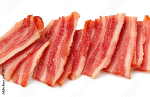 Bacon slices isolated on transparent or white background