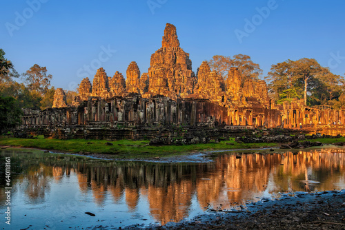 Bayon Temple At Sunset In Cambodia
