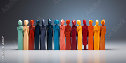 Diversity and inclusion concept. Silhouette figures of different colors.