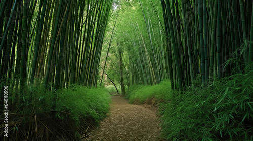 Tranquil bamboo forest with a hidden path
