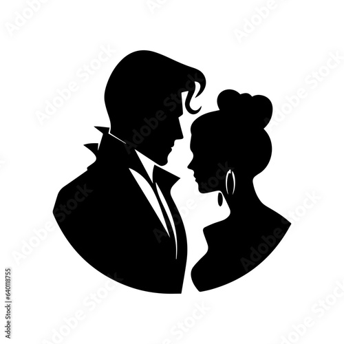 silhouette of the bride and groom