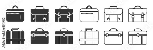 Set briefcase icon vector design silhouette isolated photo