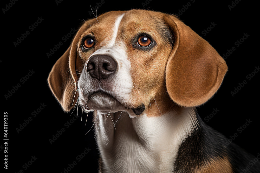 A Beagles Dog isolated on black plain background A Beagles Dog isolated on black plain background