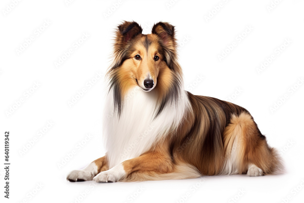 A Collies Dog isolated on white plain background