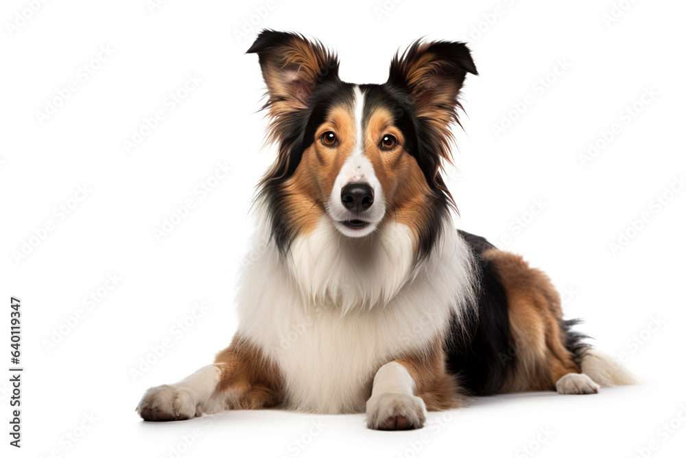 A Collies Dog isolated on white plain background