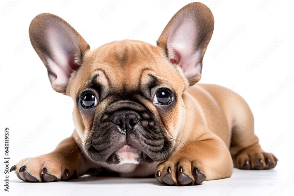 A little cute Bulldog isolated on white plain background