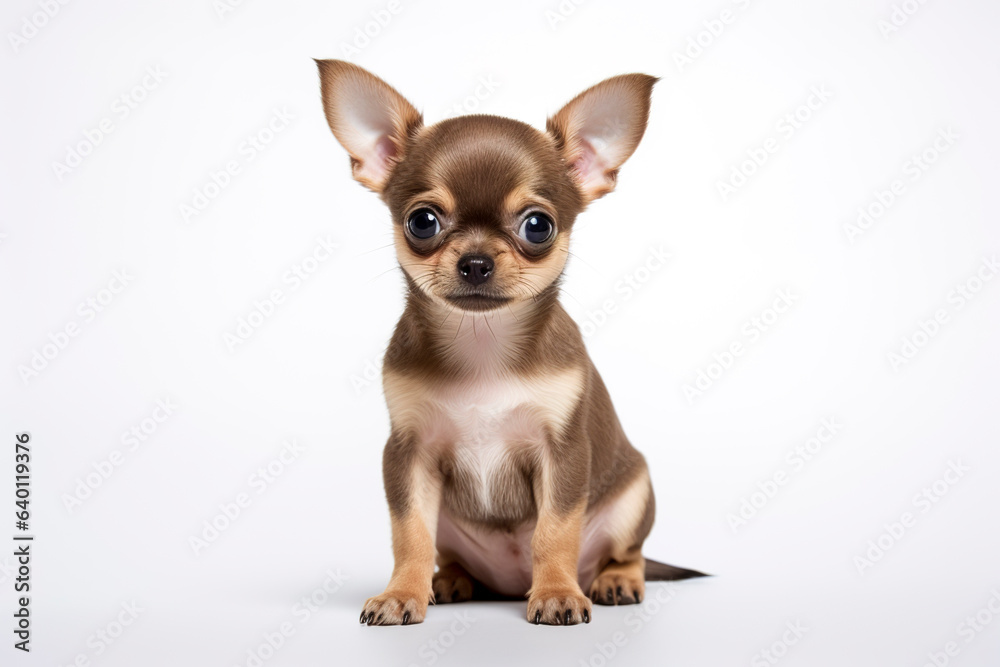 A Cute little Chihuahua Dog isolated on white plain background