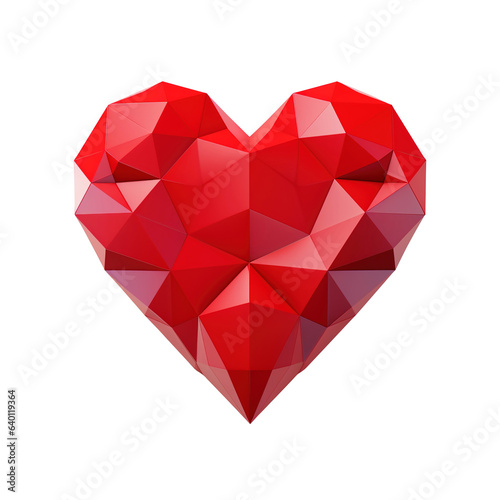 polygonal red heart on transparent background Remove png  Clipping Path