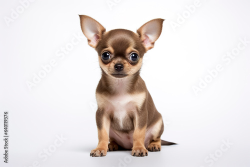A Cute little Chihuahua Dog isolated on white plain background © Elaine