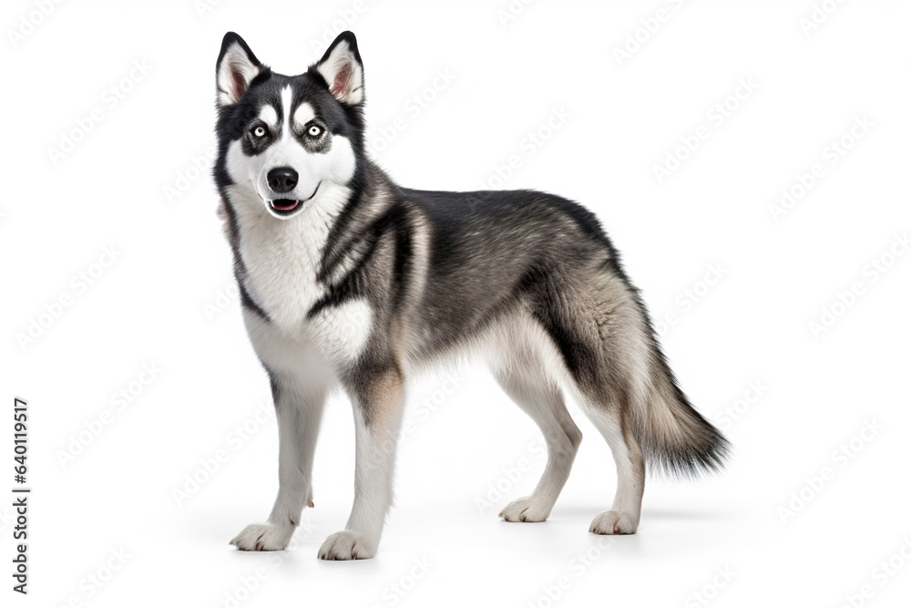 A Siberian Huskies Dog isolated on white plain background