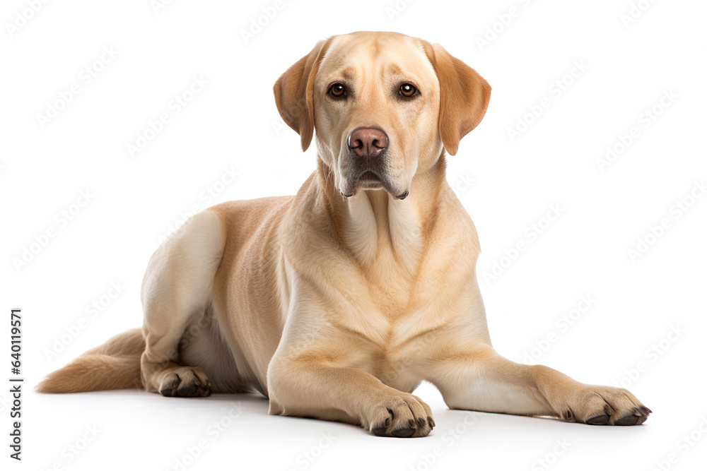 A Labrador Retriever Dog isolated on white plain background