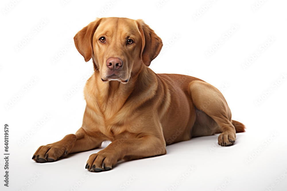 A Labrador Retriever Dog isolated on white plain background