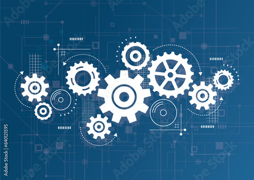 Abstract gear wheel mechanism background. Machine technology. Vector illustration