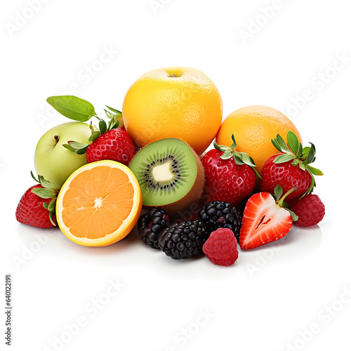 fresh fruits isolated on white background