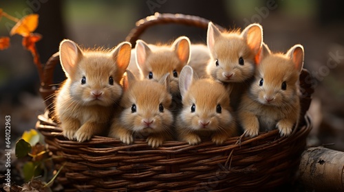 A basket full of baby rabbits