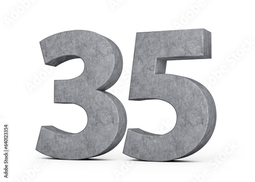 3d Concrete Number thirty five 35 Digit Made Of Grey Concrete Stone On White Background 3d Illustration