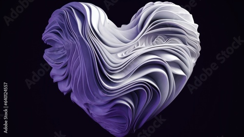  purple white abstract heart element on dark background isolated