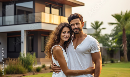 New Beginnings: Couple Standing in Front of Their Home