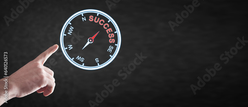 Compass pointing to success. Business. Success