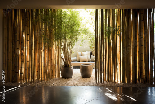 Vertical panels of bamboo are aligned perfectly to form a stylish and eco-friendly partition, offering privacy while connecting with nature © Davivd