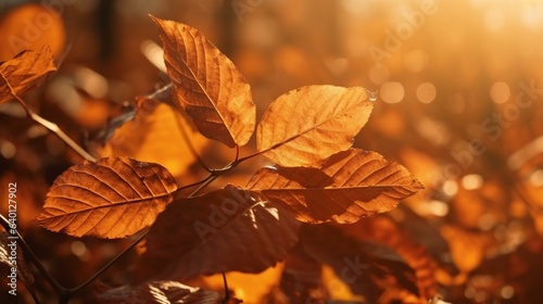 Autumn s Embrace Falling Leaves Captured in Sun s Warmth